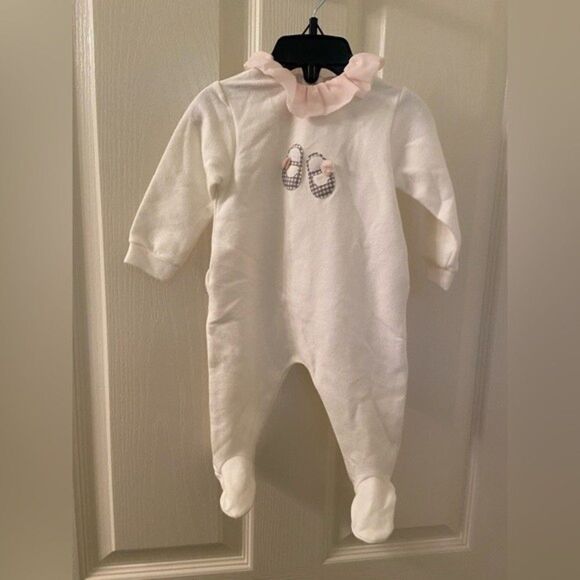 IL Gufo Footed One Piece Sleeper Romper Applique Shoes Baby Girl 6 Months NWT - Picture 1 of 9